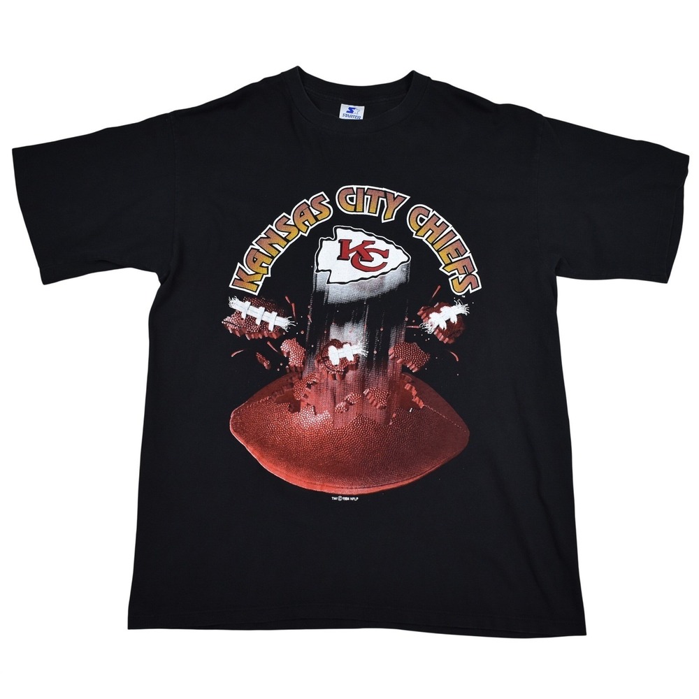 Starter Kansas City Chiefs T-Shirt Mens L Black 90s VTG NFL USA Single Stitch